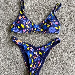 Lulu's Vibrant Floral Bikini Set in Navy and Yellow